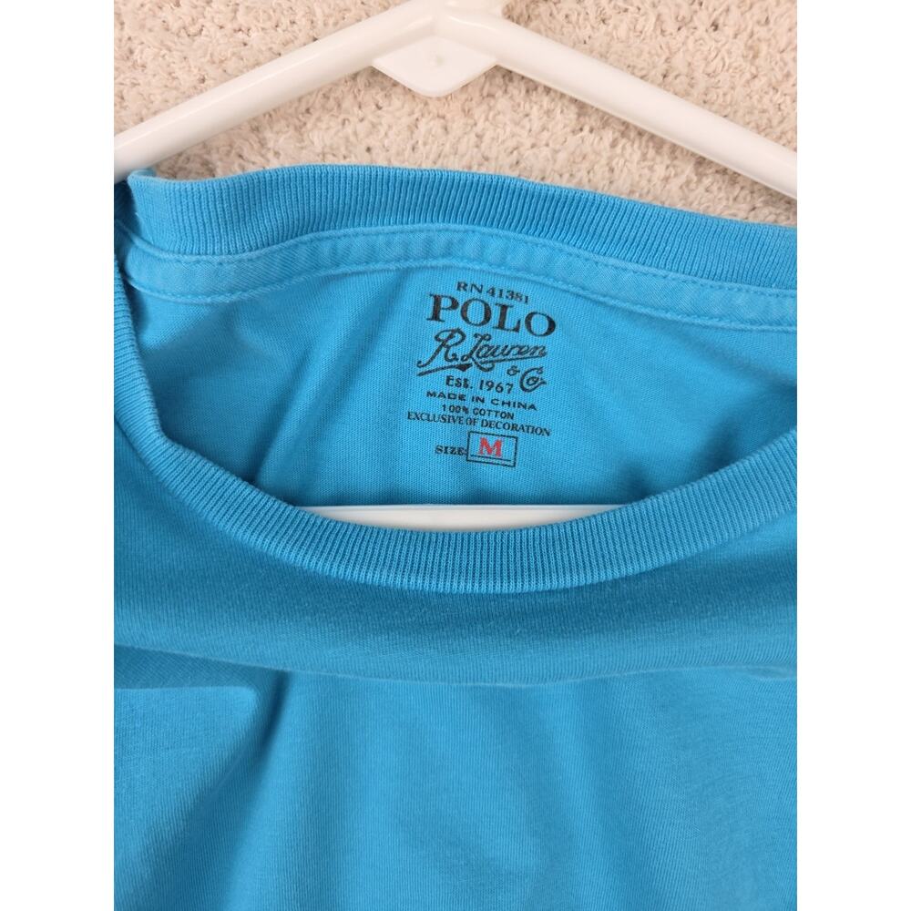 Polo Ralph Lauren Turquoise Blue Crew Neck Short Sleeve Cotton T-Shirt Size M - Picture 4 of 9
